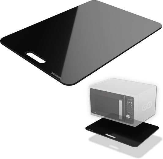 Smoovee - Sliding Surface - Asaf Black 12.99 x 18.11 inch, Appliance Rolling Tray for Kitchen Appliances – 360° Wheels, Stainless Steel Hubs, Easy‑Clean Durable Tray