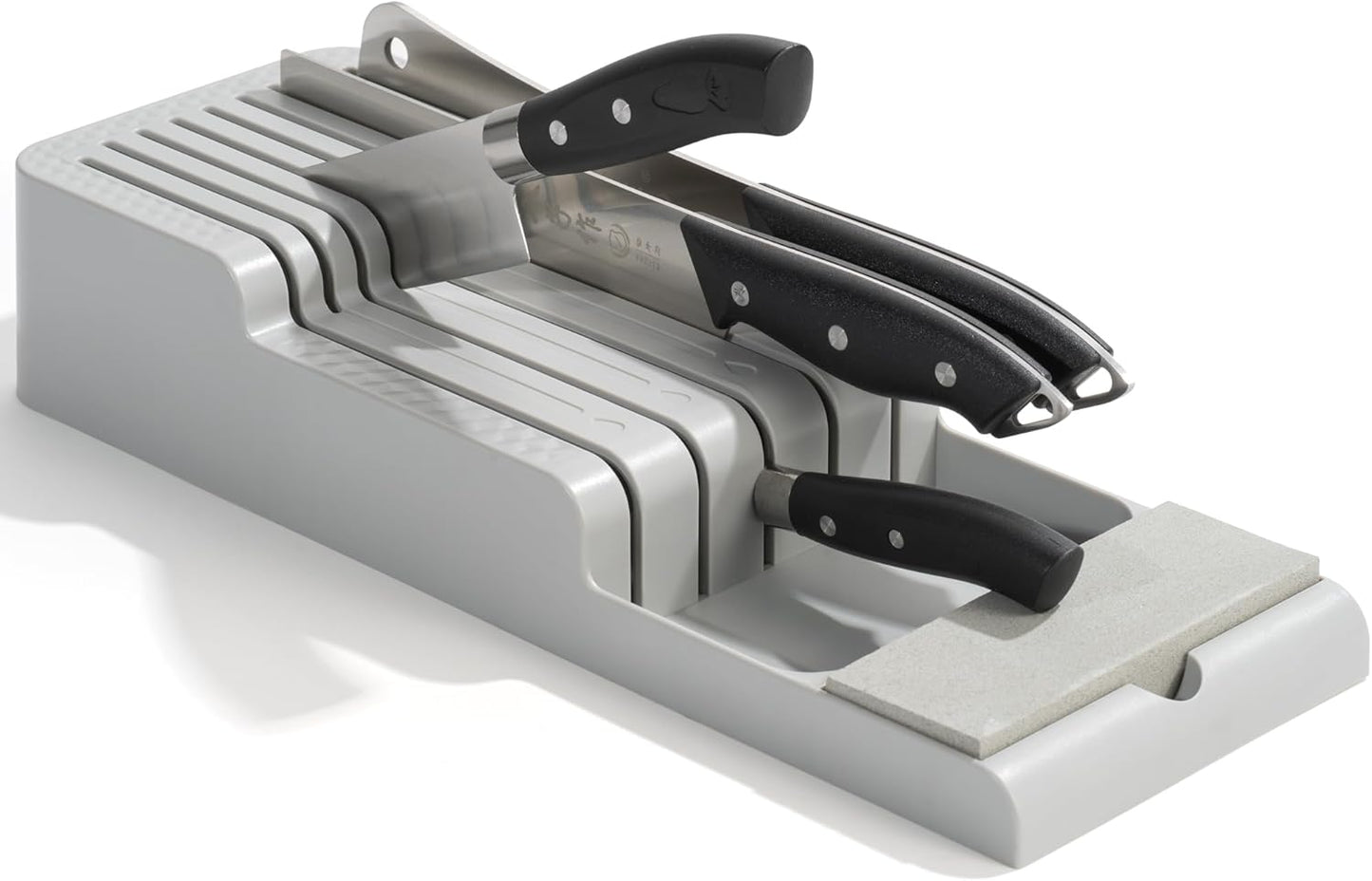 Li&Zhao Knife Drawer Organizer with Integrated Sharpening Stone – Drawer Knife Organizer for Efficient Kitchen Organization, Knife Organizer Drawer Insert Securely Stores Up to 14 Knives