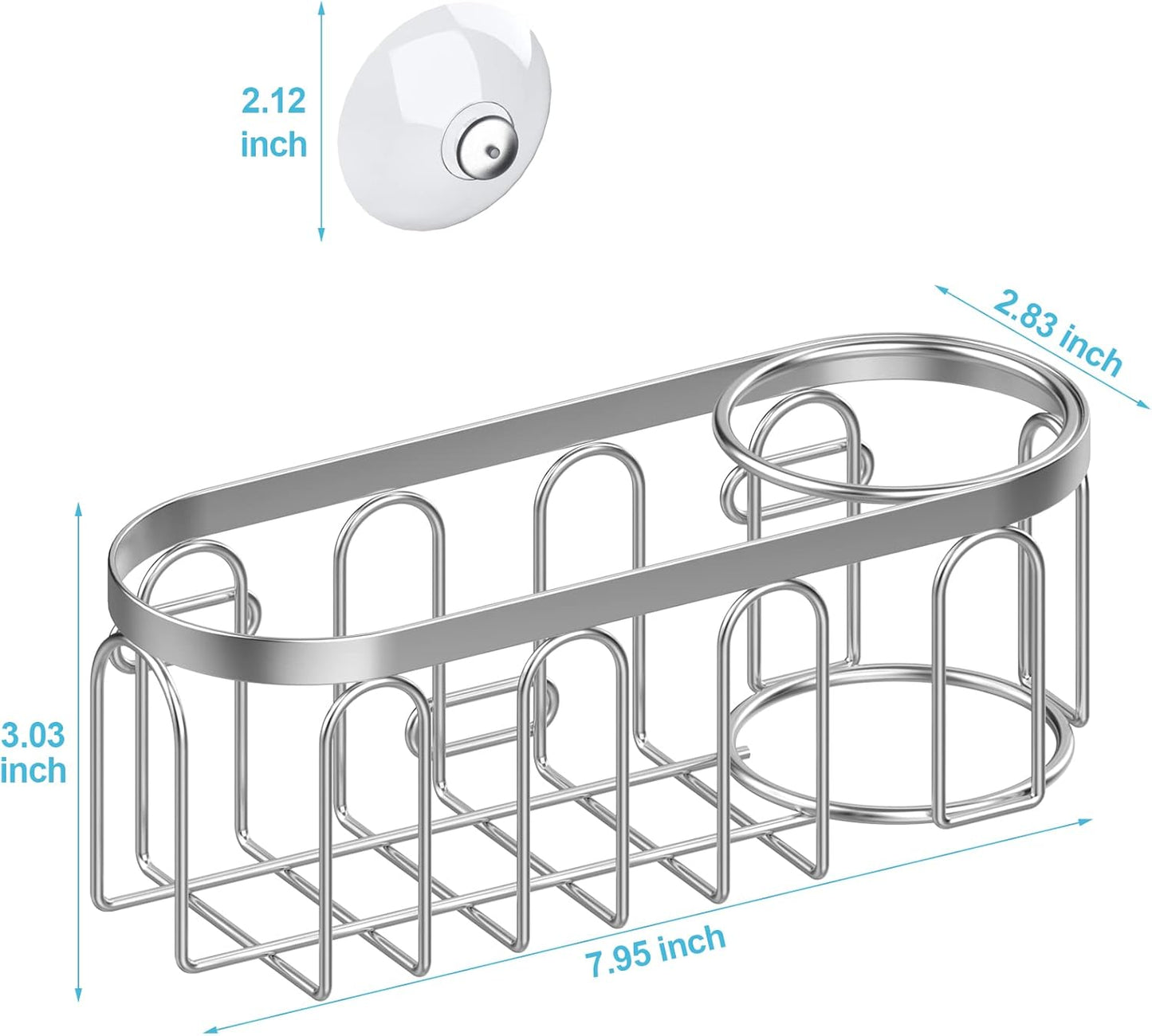 2-in-1 Sponge Holder for Kitchen Sink, Sink Caddy Kitchen Sink Organizer with 3 Suction Cups