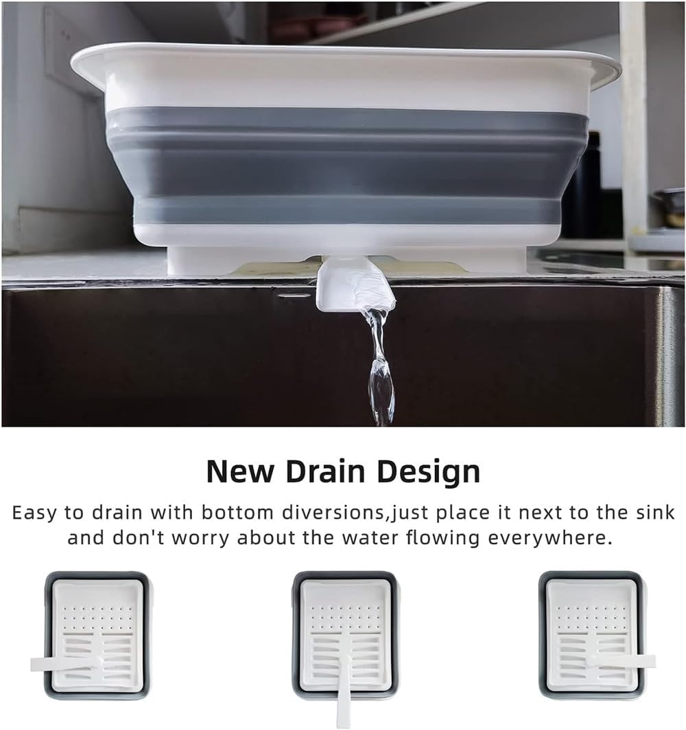 Collapsible Dish Drying Rack for RV Kitchen, Foldable Drainer Organizer for Kitchen Countertop