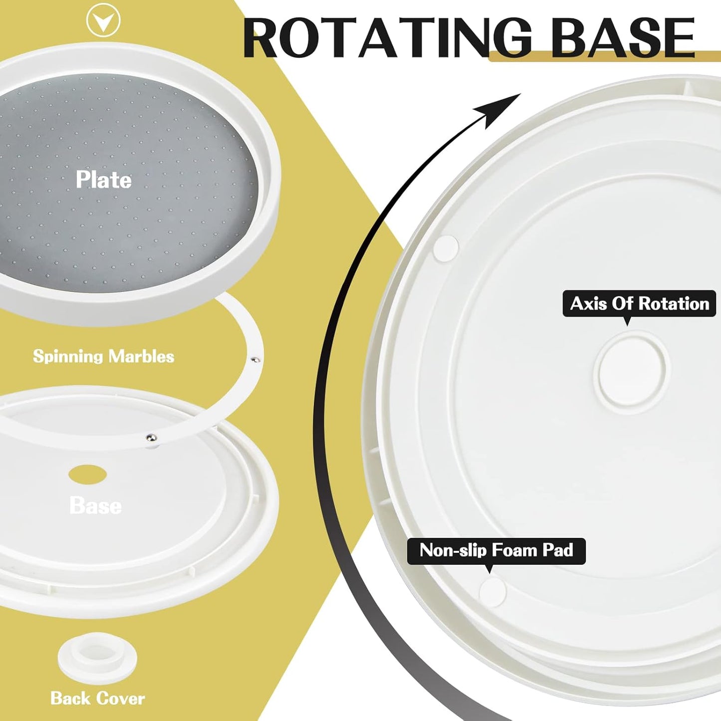 Non Skid Lazy Susan Turntable,Single Round Rotating Kitchen Spice Organizer for cabinets,Pantry