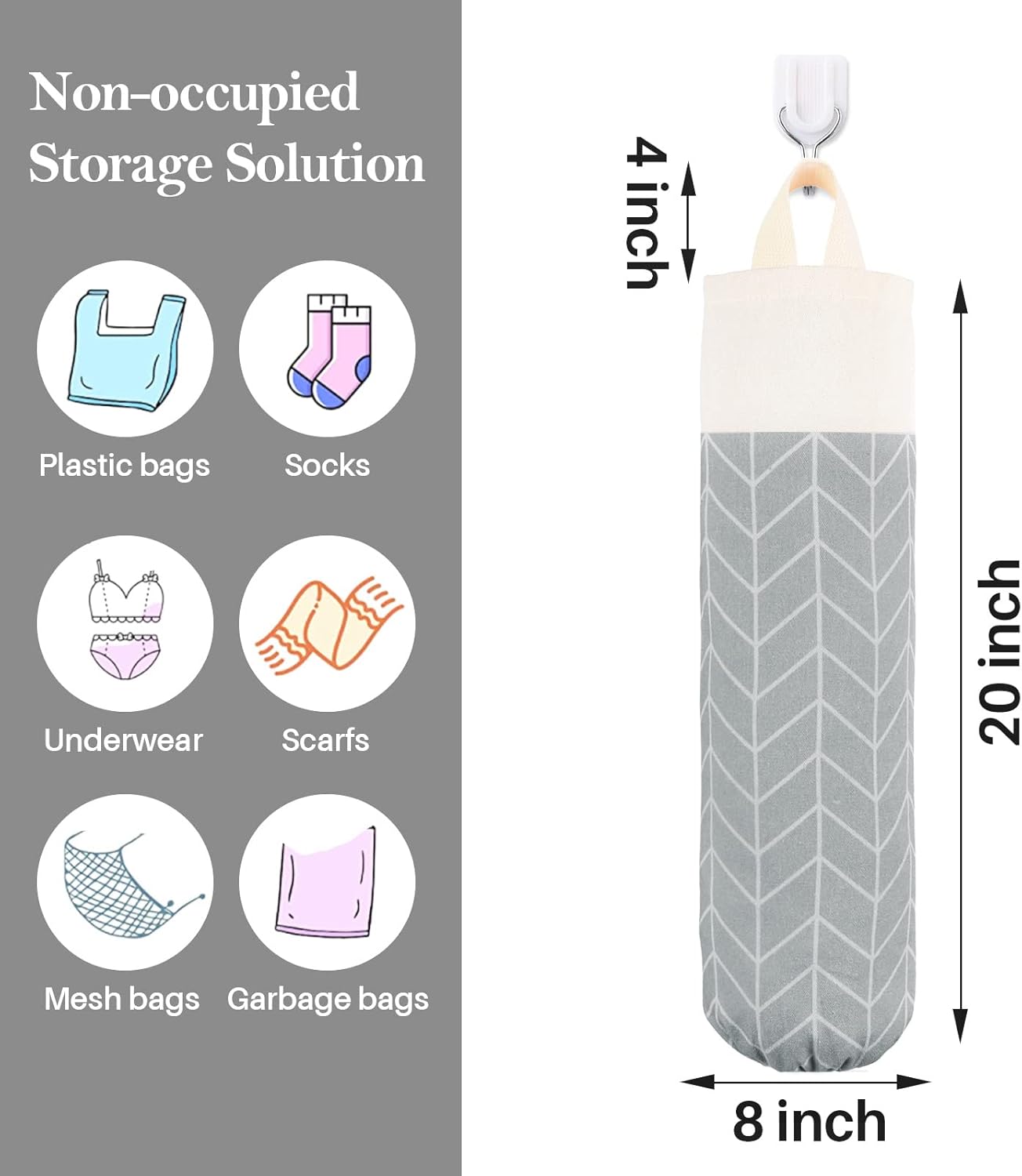 Plastic Bag Holder, Canvas Grocery Bag Holder Dispenser