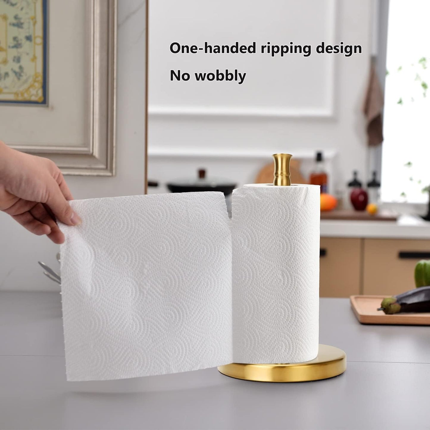 Paper Towel Holder, Stainless Steel Heavy Base (2LBS in Weight, and 6.7inch in Diameter)