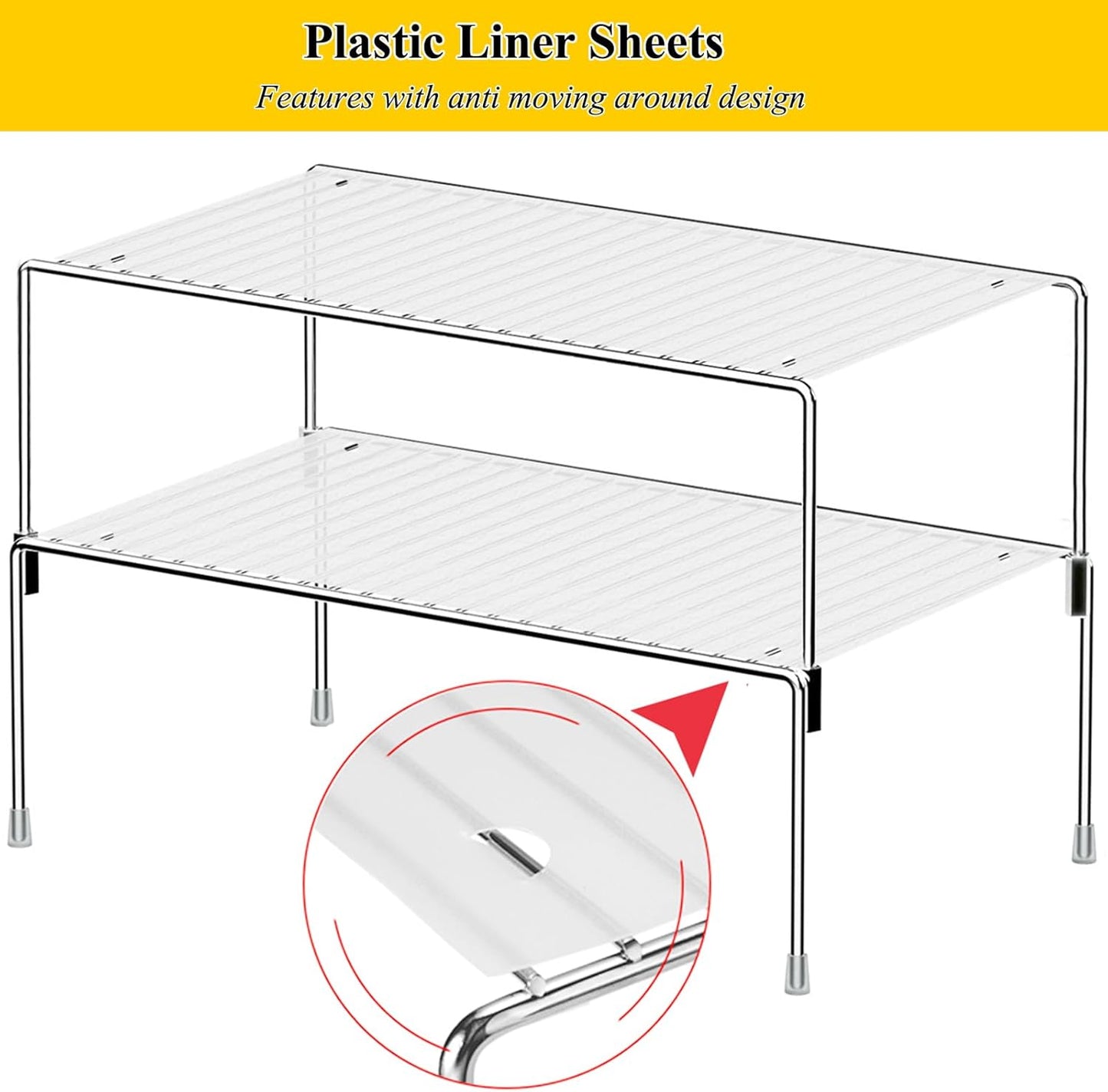 Set of 2 Kitchen Cabinet Organizer Shelves, Stackable Organizer and Storage for Cabinet Cupboard