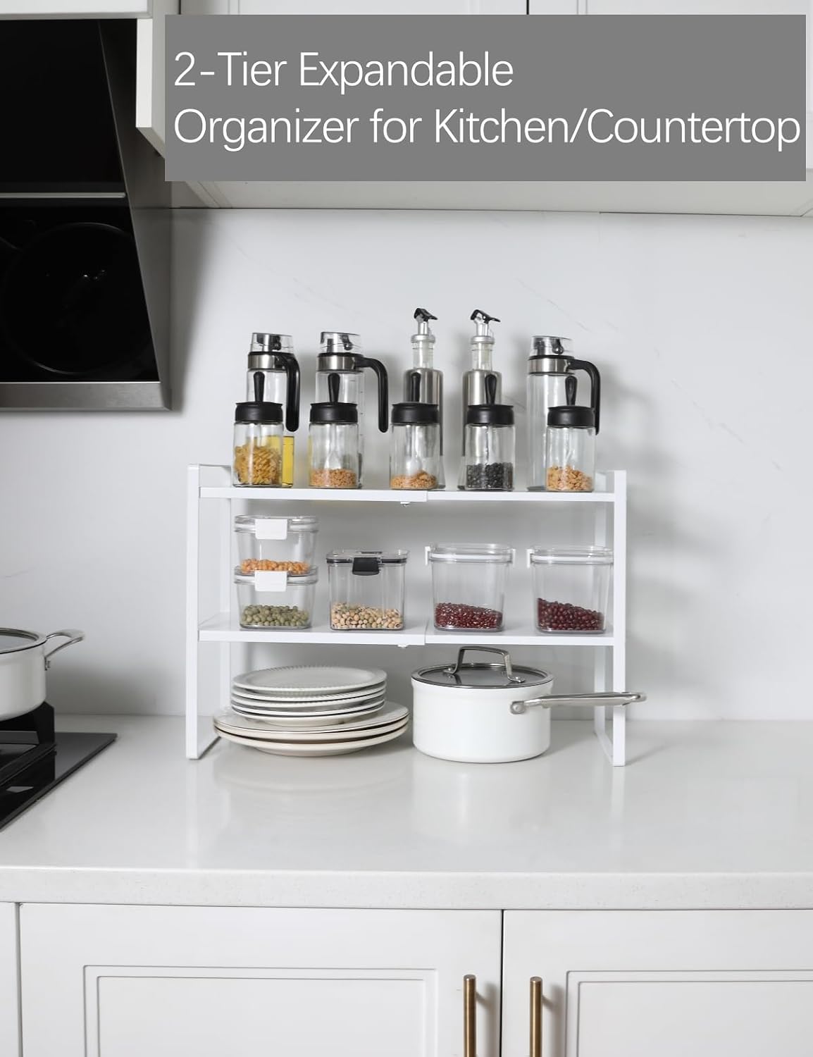 2-Tier Expandable Organizer Shelf for Kitchen Cabinet