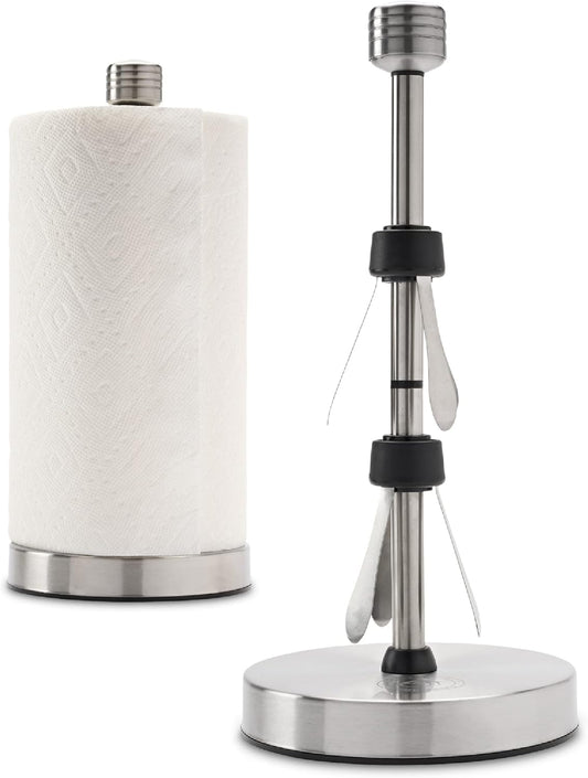Heavy-Duty Stainless Steel Paper Towel Holder - Easy One-Handed Tear with Suction Cups
