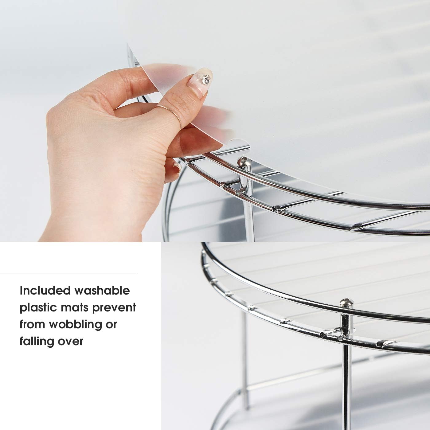 2 Tier Lazy Susan Turntable Cabinet Organizer - Rotating Spice Rack Storage Container
