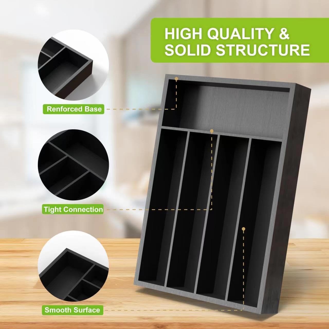 Bamboo Kitchen Drawer Organizer - silverware organizer - Cutlery Tray - Utensil Tray