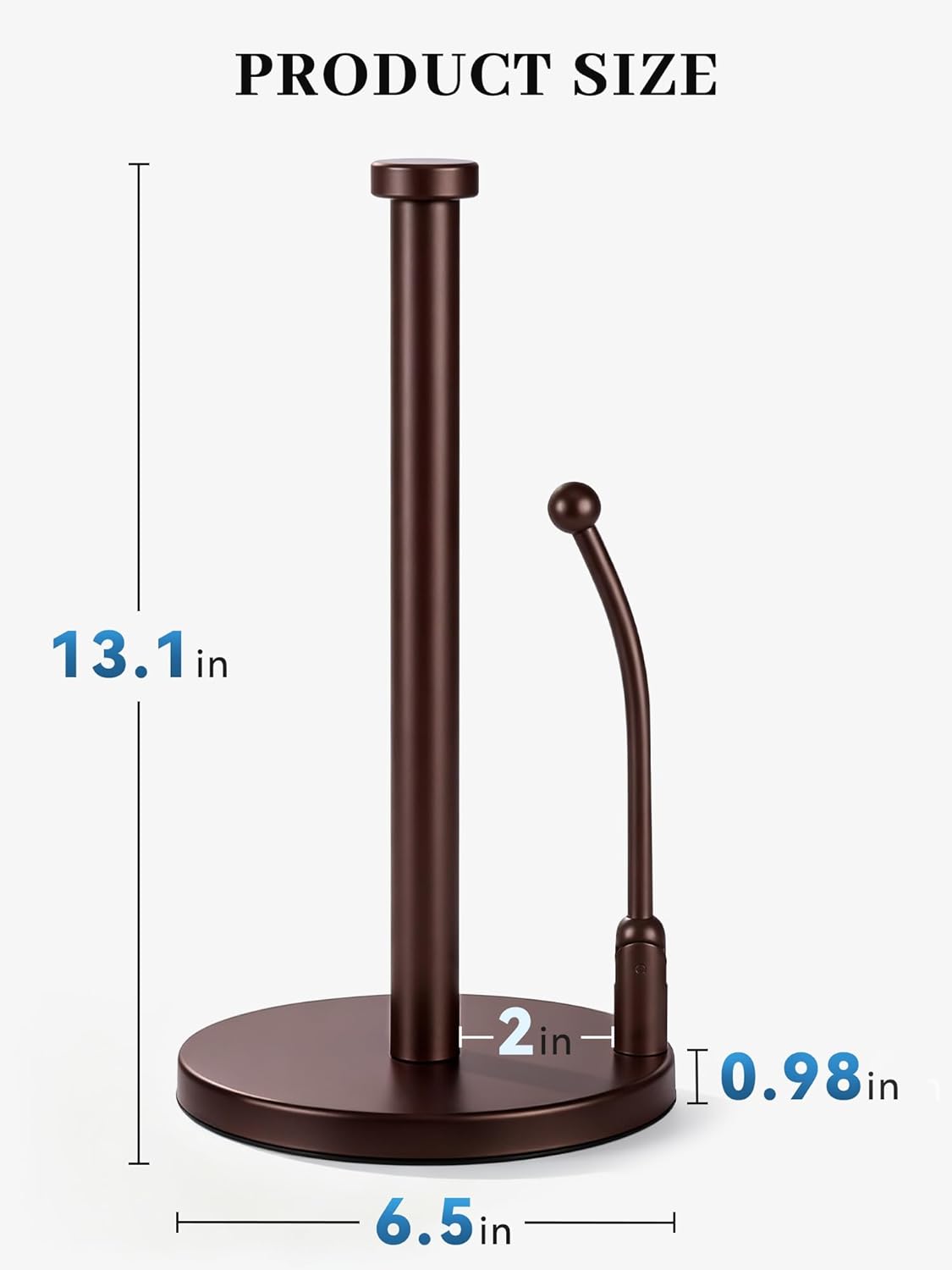 SMARTAKE Paper Towel Holder, Paper Towel Dispenser Standing Weighted Base Non Slip, Spring Arm for Easy Tear, Stainless Steel Paper Towel Holder for Home Kitchen Countertop Tabletop, Bronze
