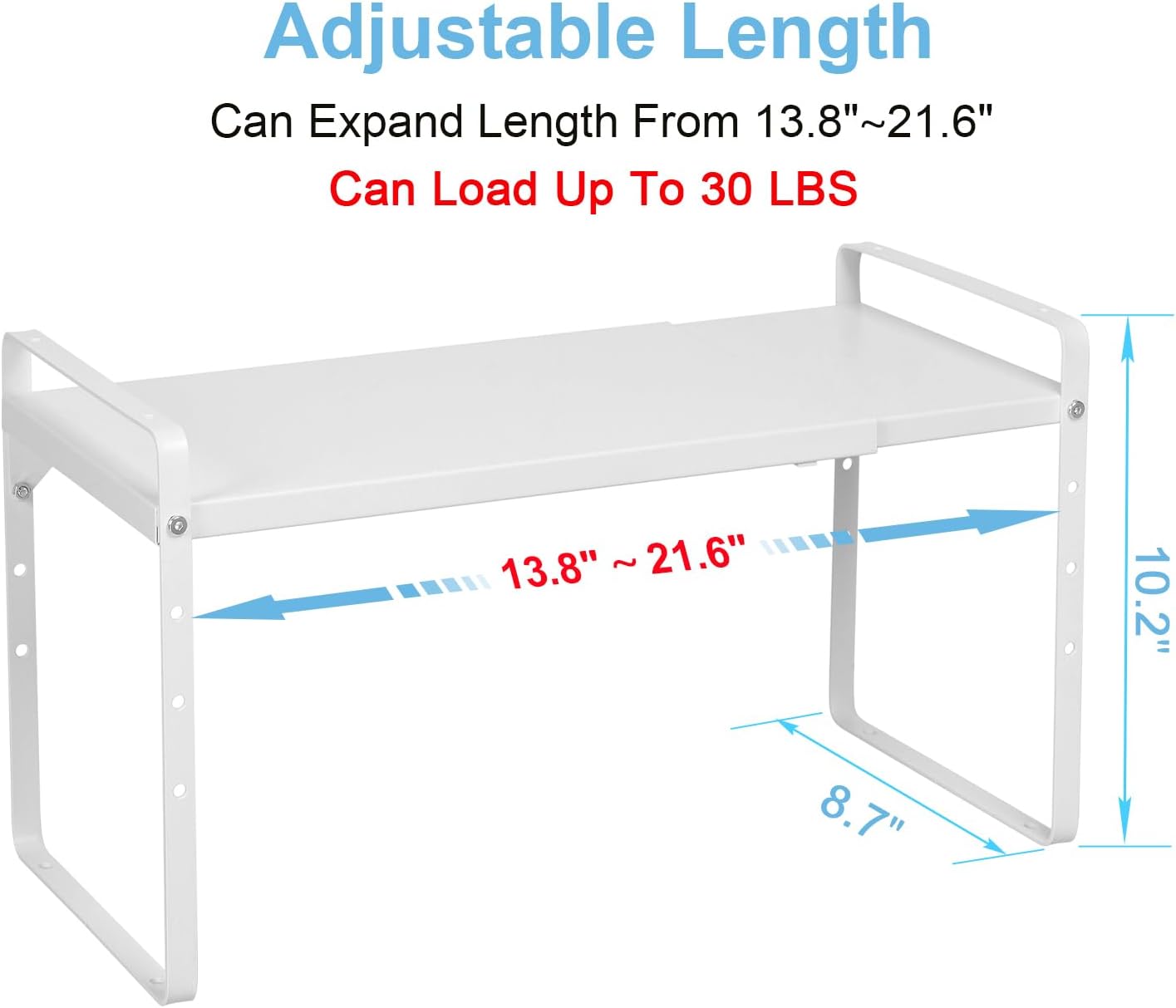 Set of 2 Expandable Cabinet Shelf Organizer, Stackable Kitchen Countertop Shelves Spice Racks