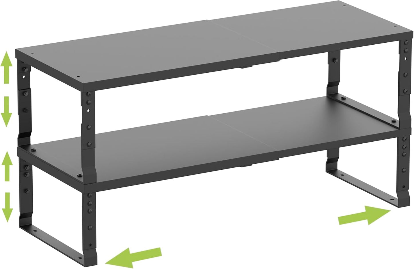 Expandable Cabinet Shelf Organizer Storage Spice Rack Shelves for Kitchen Stackable Adjustable Pantry Cupboard Bathroom Countertop Desktop(2Packs/Black/Large)
