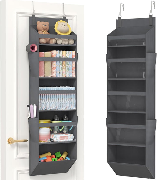 1 Pack Over the Door Organizer, Clear Window Hanging Storage with 4 Side Pockets
