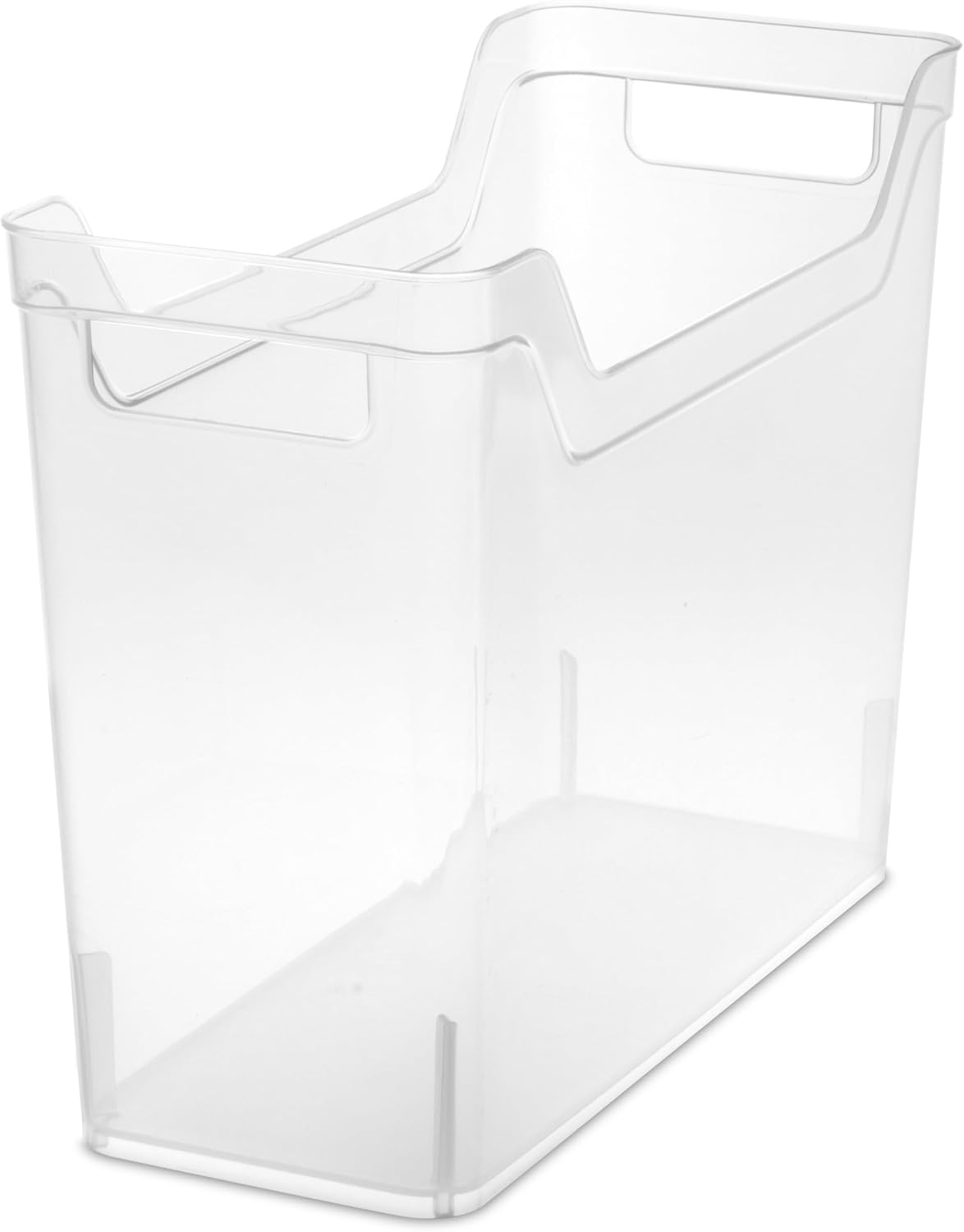 Narrow Shelf Bin with Handles, Plastic Storage Container for Organizing Shelving, Closet, Pantry