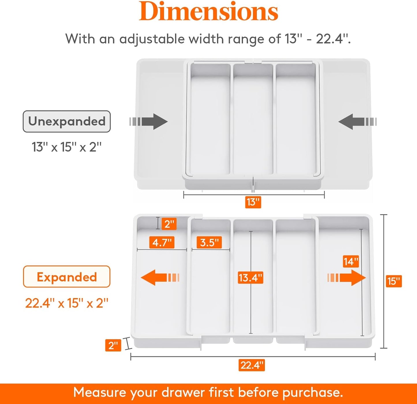 Utensil Organizer for Kitchen Drawers, Expandable Cooking Utensil Tray