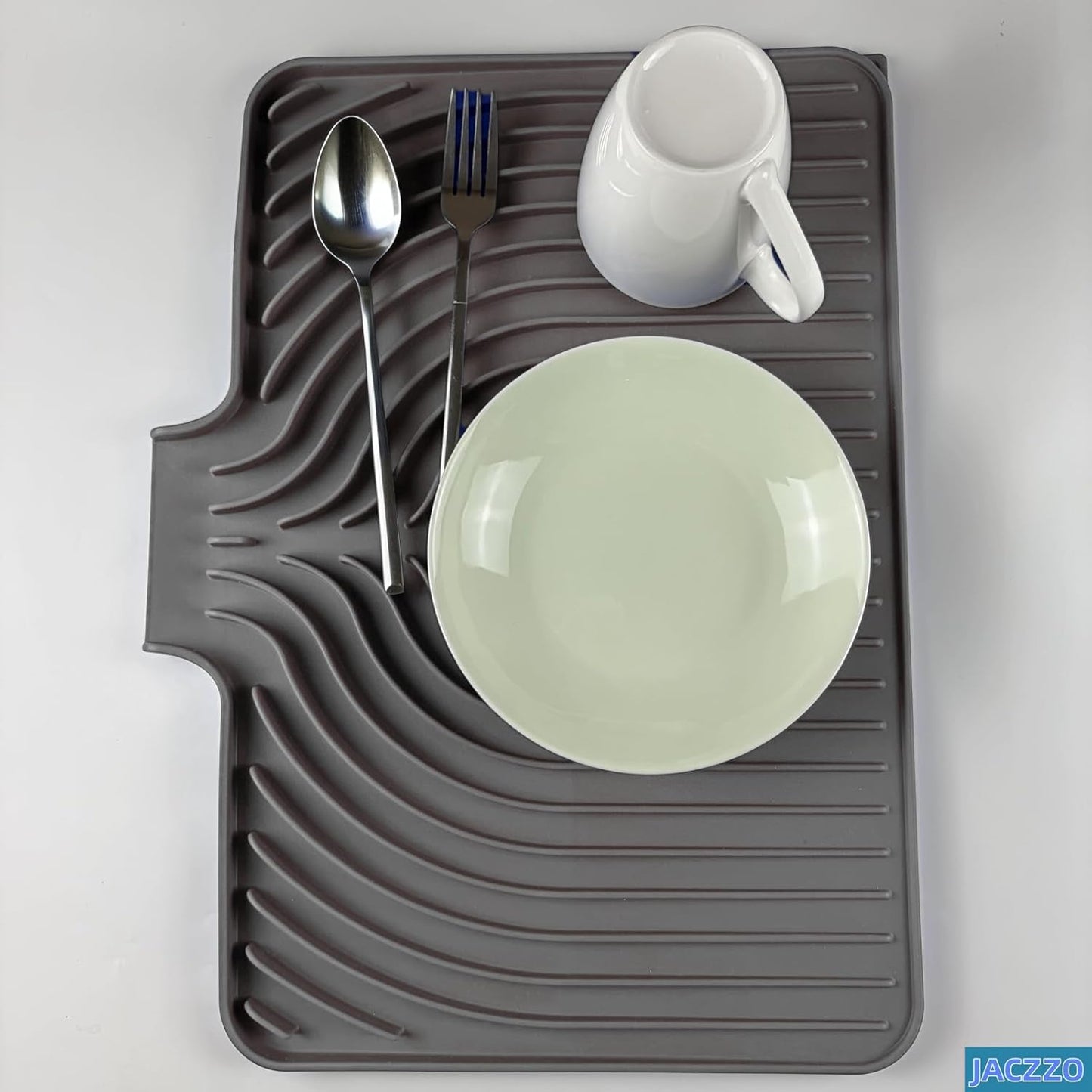 Dish Drying Mat for Kitchen Counter, with Built-in Drain Lip, 18x11.8 inch, Food-Grade Silicone