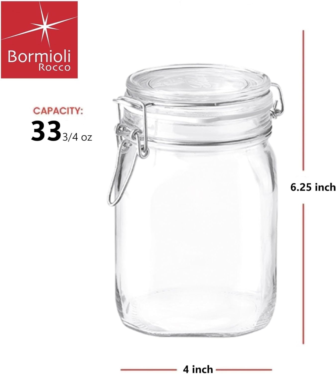Clear Glass Storage Jars: Airtight Hinged Lid With Leak Proof Gasket