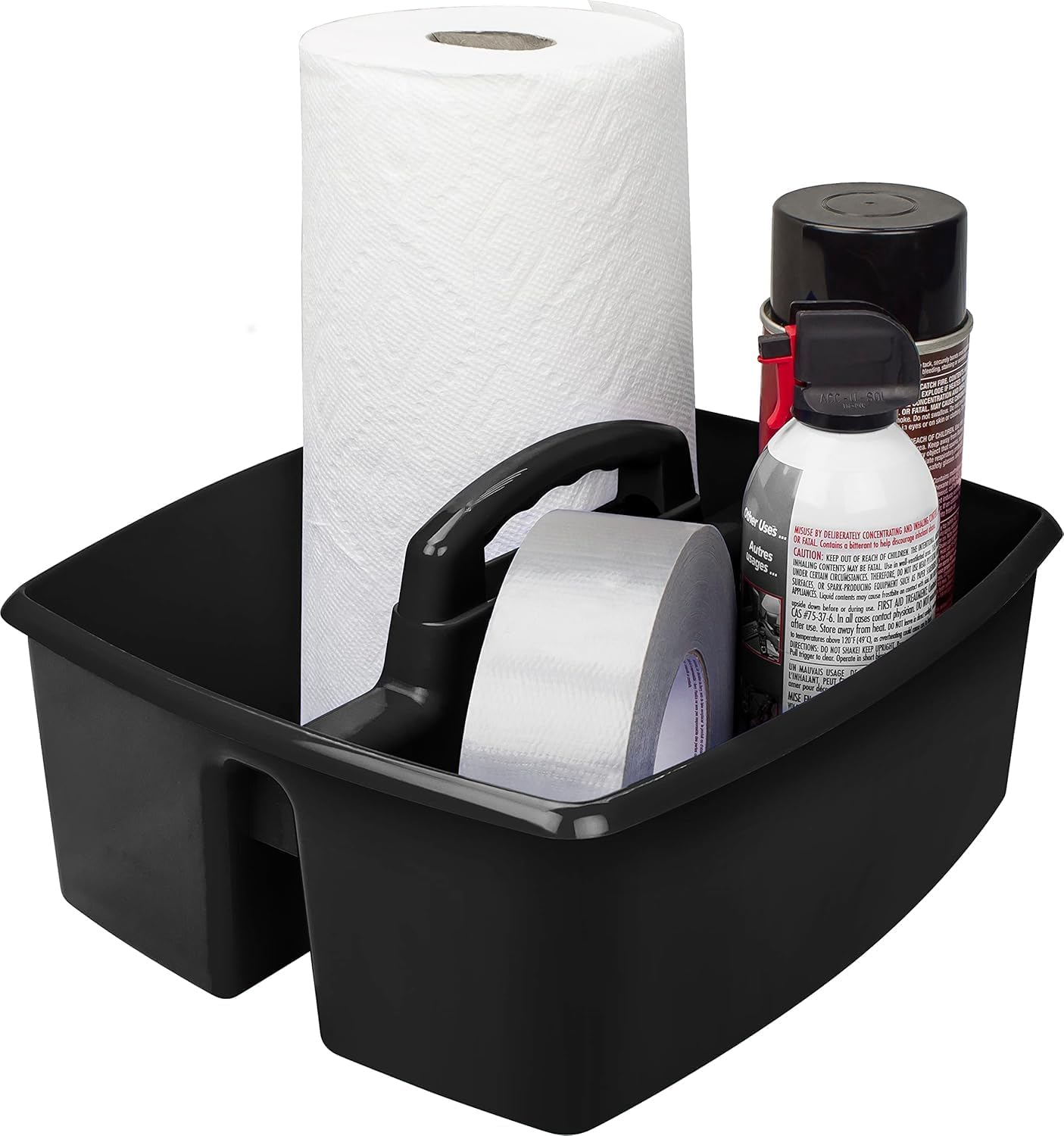 2-Compartment Large Cleaning Caddy – Multipurpose Supply Organizer with Handle - Black
