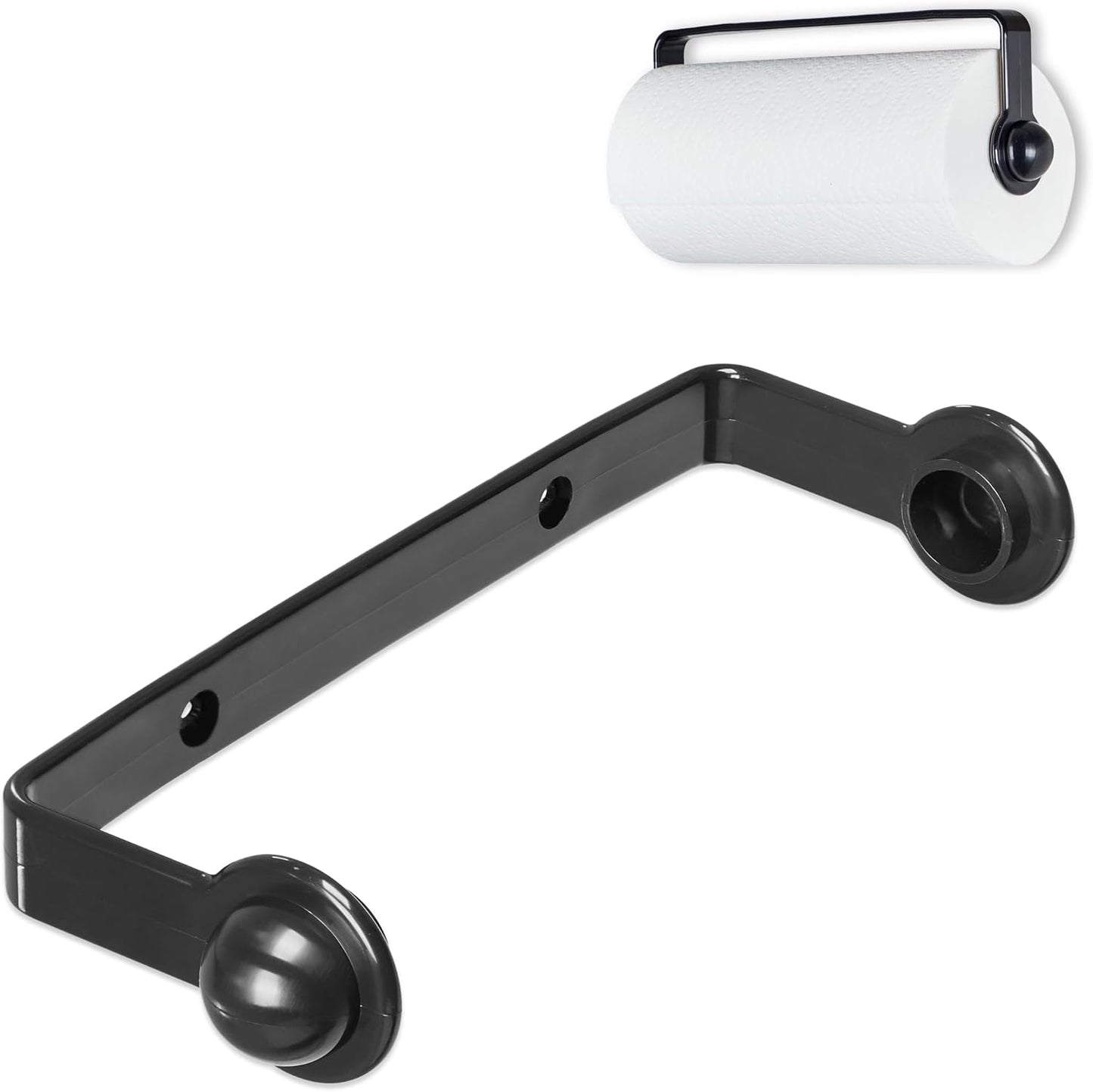 Paper Towel Holder for Under Cabinet Easy Install Wall Mounted Plastic Hanging Paper Roll Rack for Kitchen Bathroom Storage, Durable Mount Towel Dispenser for Standard & Jumbo Rolls, Black