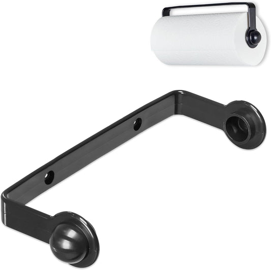 Paper Towel Holder for Under Cabinet Easy Install Wall Mounted Plastic Hanging Paper Roll Rack for Kitchen Bathroom Storage, Durable Mount Towel Dispenser for Standard & Jumbo Rolls, Black