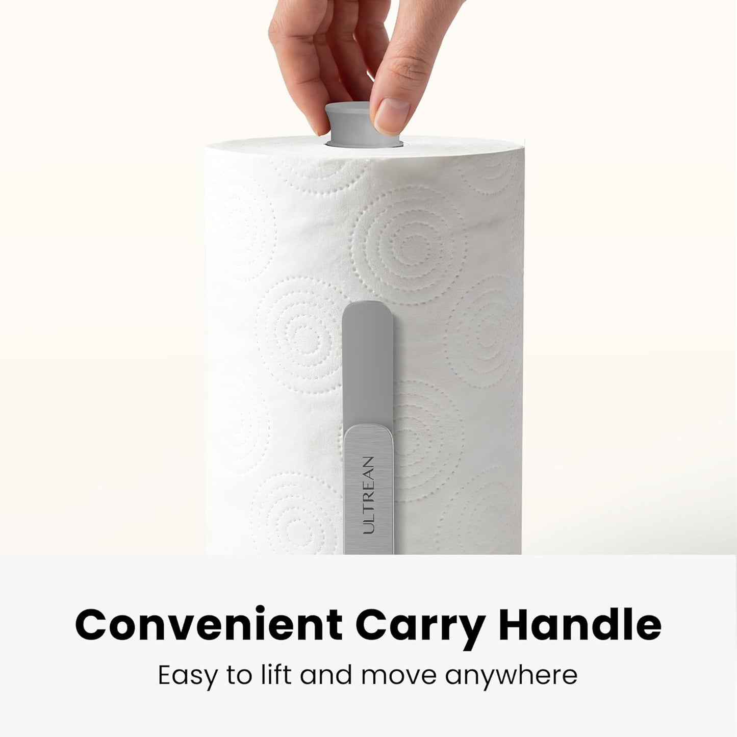Paper Towel Holder Countertop, Freestanding Paper Towel Dispenser with Spring-Loaded Arm for One-Handed Tear, Weighted Non-Slip Base, Stainless Steel for Kitchen