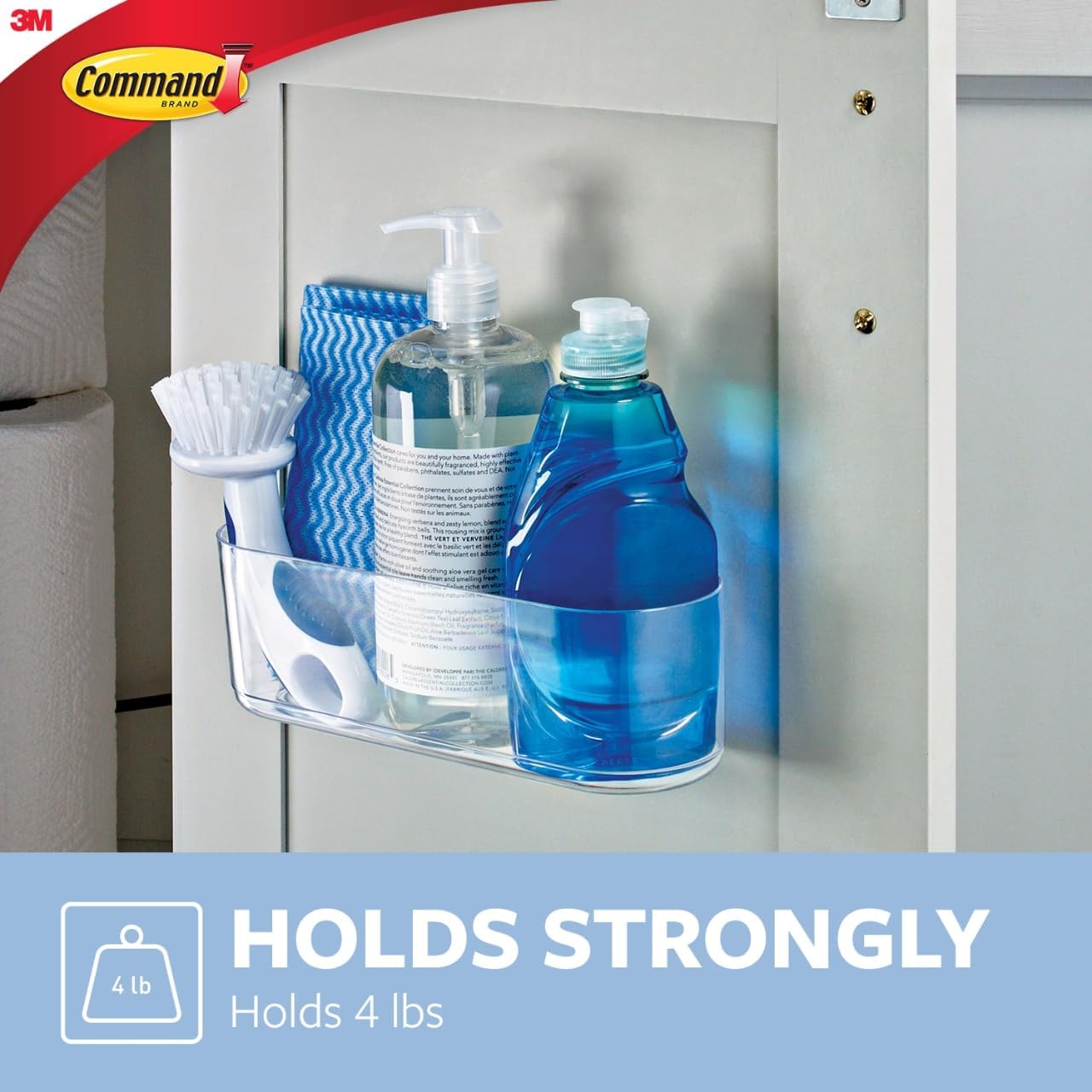 Large Caddy, Holds up to 4 lb, 8.6" x 3.1" x 3", 1 Caddy with 4 Strips