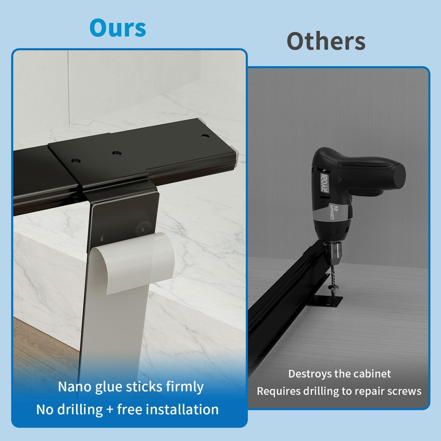 Adjustable Under Cabinet Trash Can Organizer with Soft Close Rail
