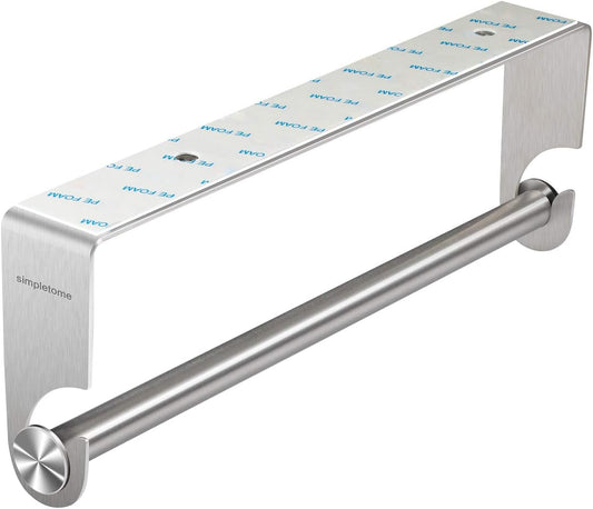 Kitchen Paper Towels Holder Under Cabinet Adhesive or Drilling Installation Brushed SUS304 Stainless Steel (Silver)