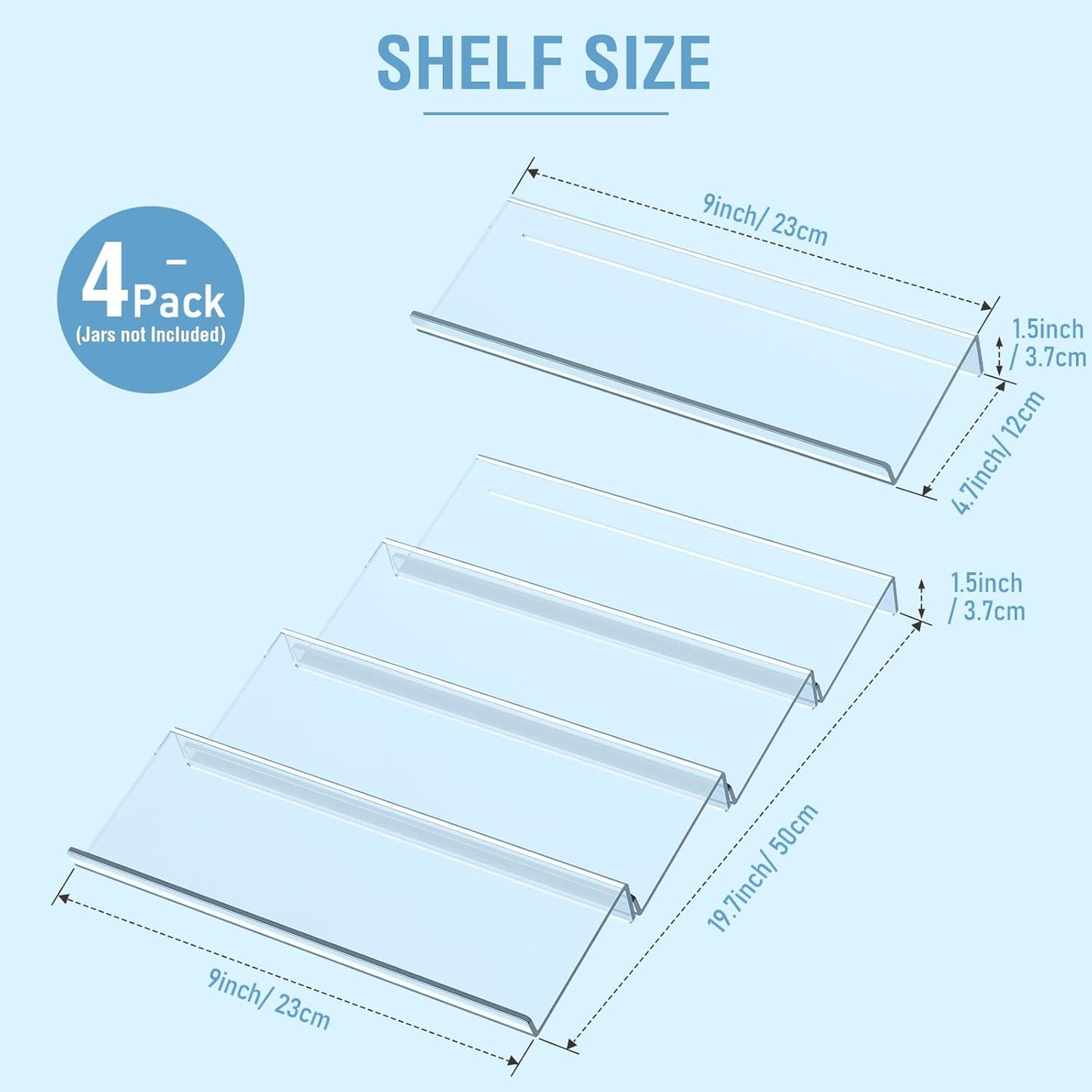 Spice Drawer Organizer 4 Tier, Acrylic Seasoning Organizer Rack, Clear Spice Rack Tray