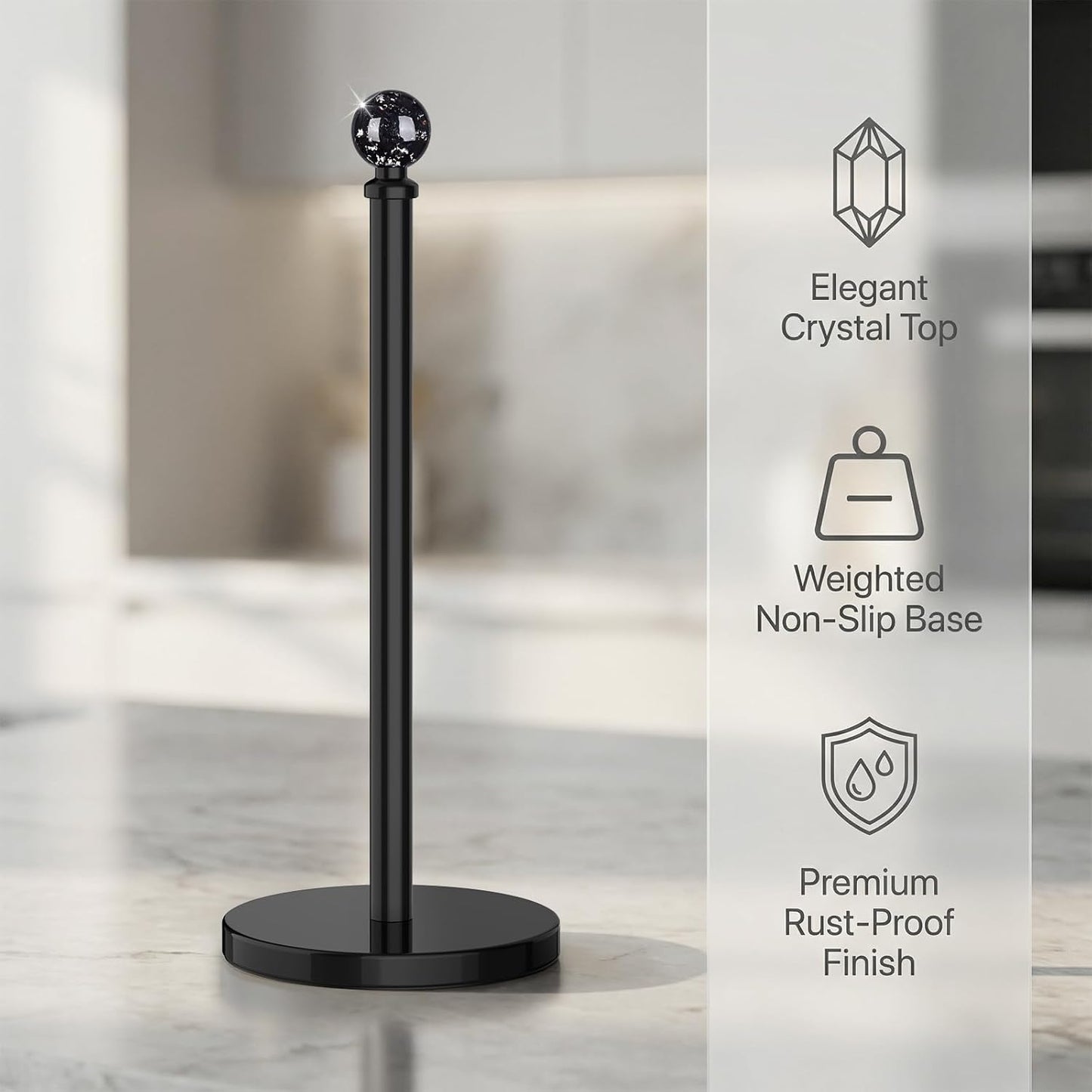 Black Paper Towel Holder Countertop, Unique Black Ball Decor,Brass Paper Towel Holder for Kitchen
