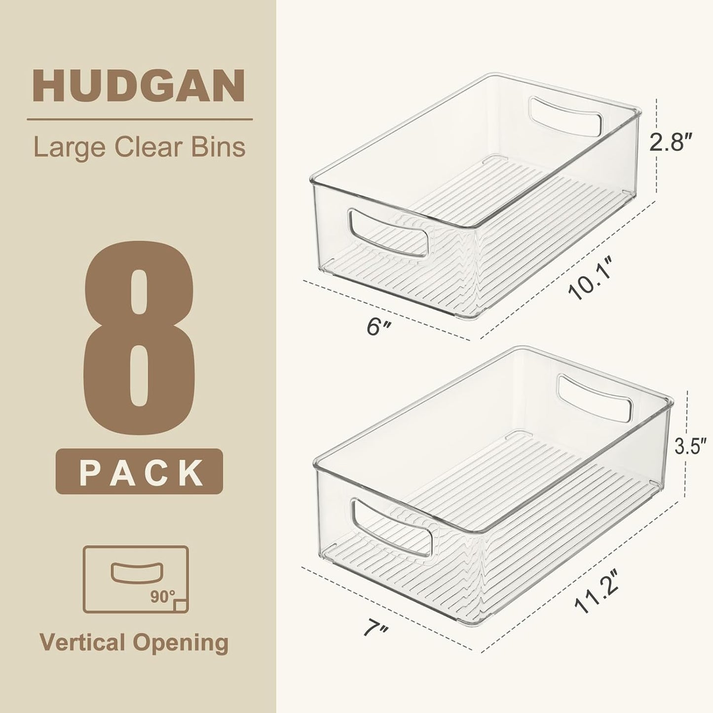 Clear Storage Bins 8 Packs for Refrigerator