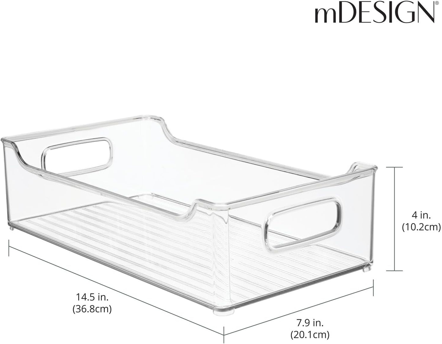Wide Plastic Kitchen Storage Container Bins with Handles -Organization in Pantry, Cabinet