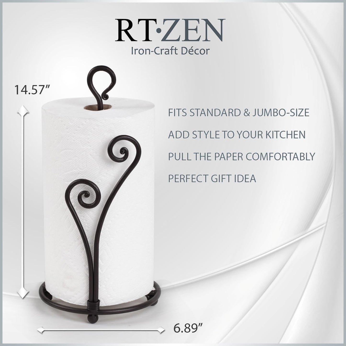 Matte Black Paper Towel Holder Countertop - Decorative Farmhouse Paper Towel Roll Holder
