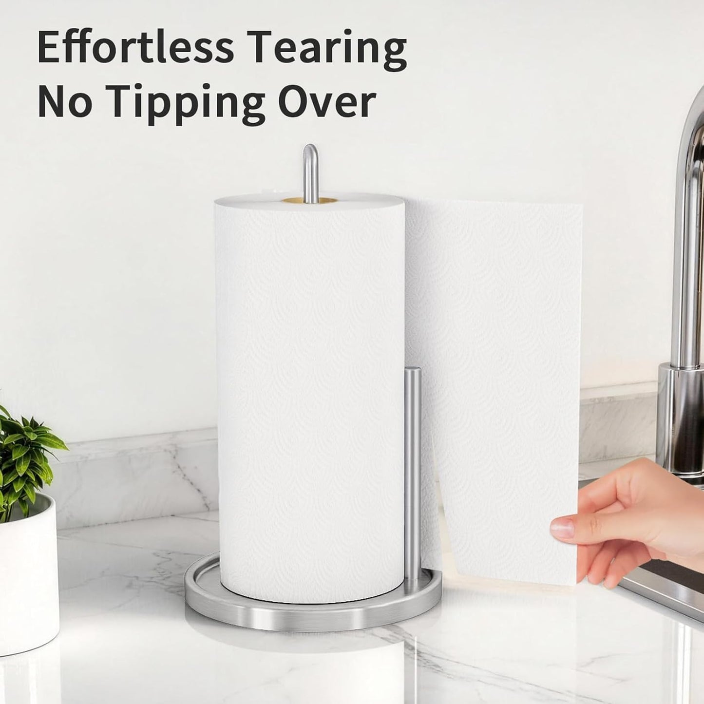 Paper Towel Holder Countertop, Freestanding Paper Towel Roll Holder with Weighted Base