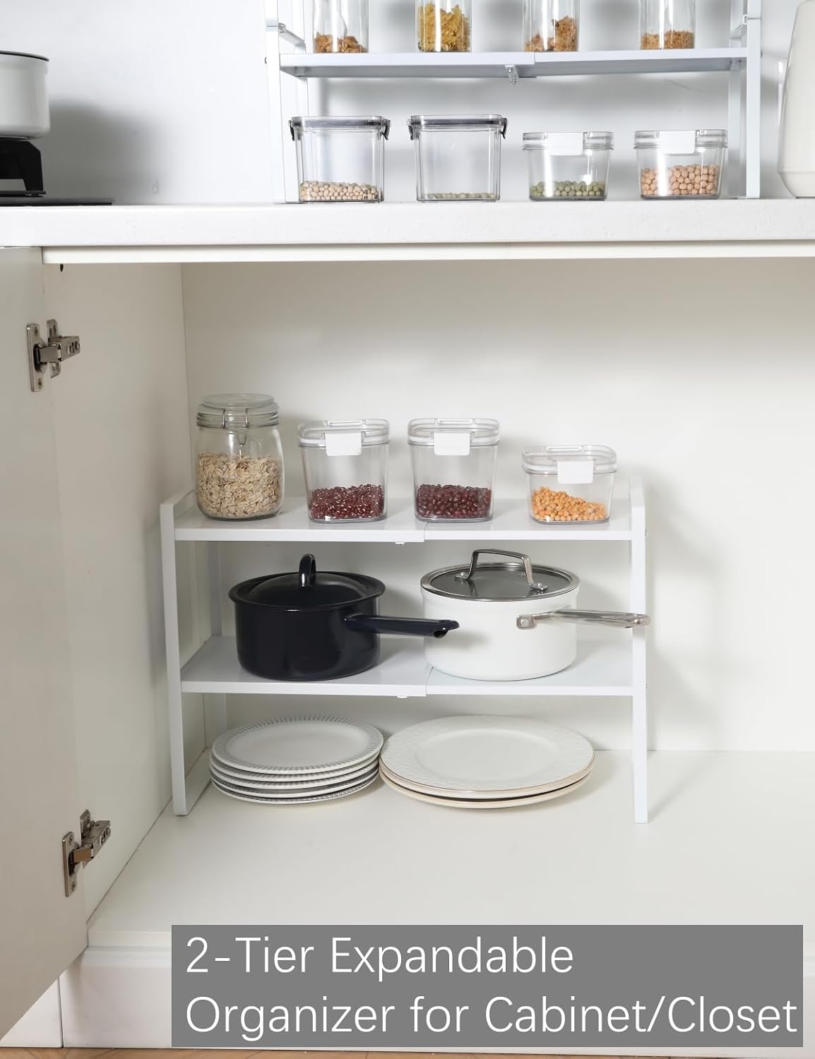 2-Tier Expandable Organizer Shelf for Kitchen Cabinet