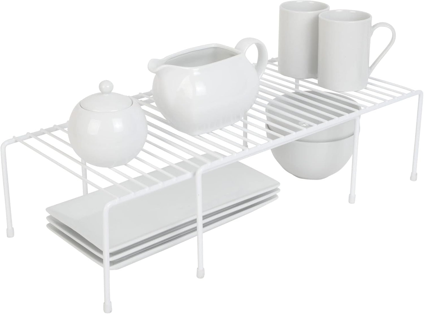 Kitchen Storage Expandable Shelf Rack w/ Scratch Resistant Feet - Steel - Rust Resistant Finish