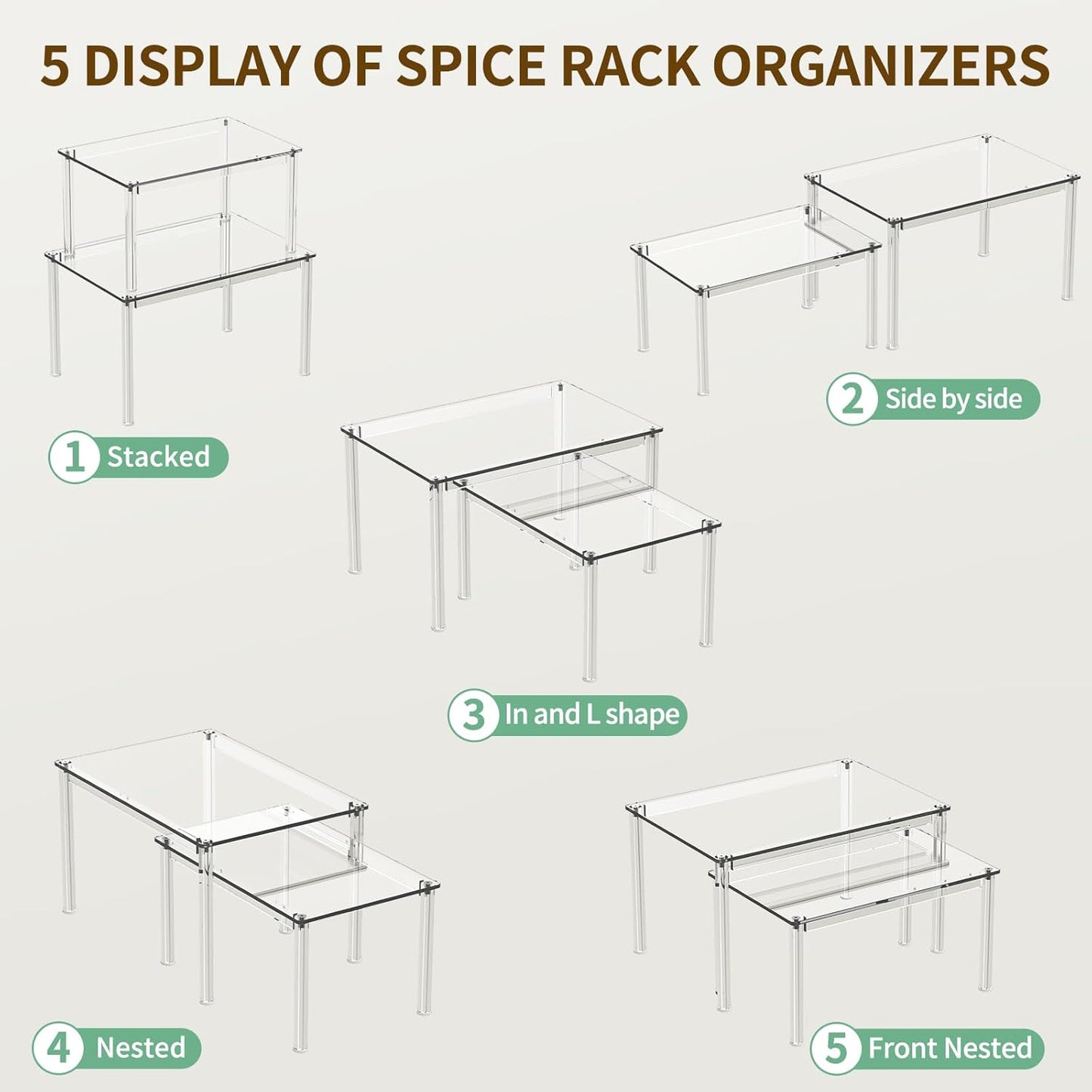 4Pack Acrylic Cabinet Organizer, Clear Cabinet Organizer Shelf