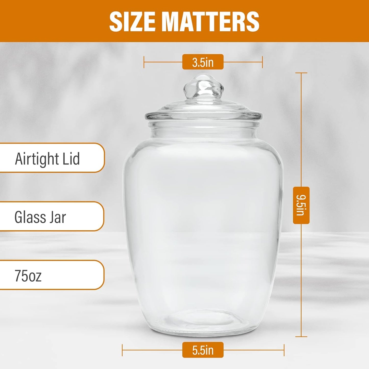 Glass Jars with Airtight Lid - Set of 2 Large Apothecary Jar