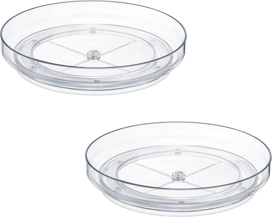 2 Pack, 10 Inch Clear Non-Skid Lazy Susan Organizers - Turntable Rack for Kitchen Cabinet