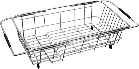 Expandable Dish Drainer Drying Rack Over The Kitchen Sink - 16.1” x 9” - Stainless Steel