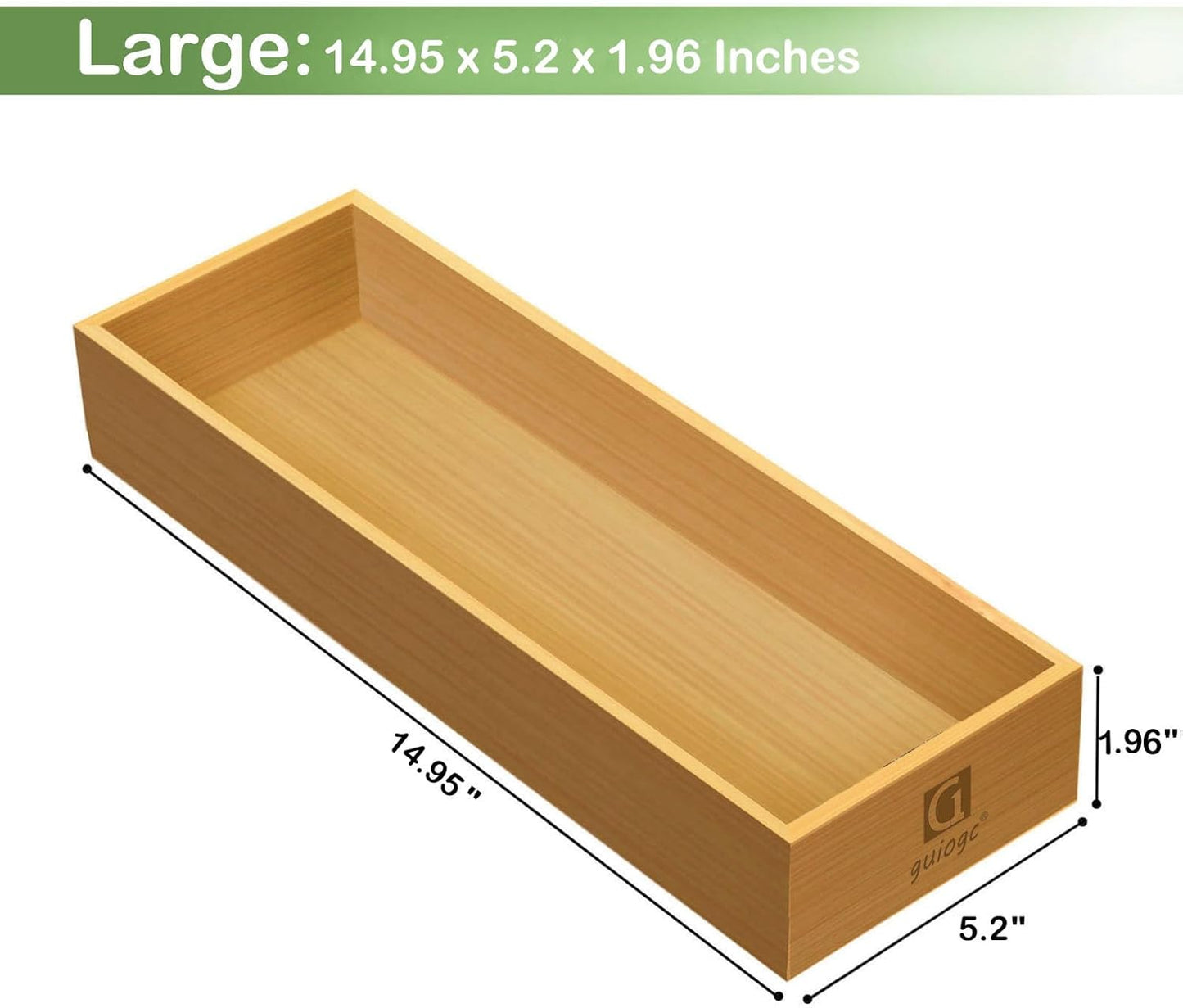 Set of 2 Bamboo Drawer Organizer, Stackable Utensil Organizer for Kitchen
