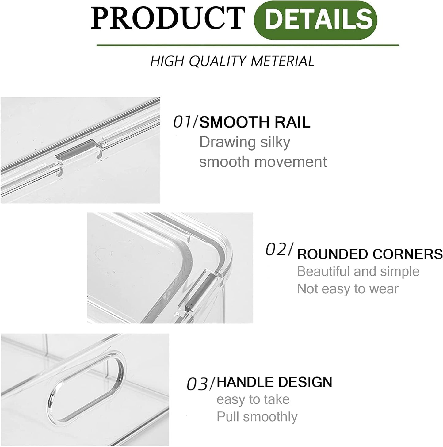 3 Pack Fridge Organizer and Storage,Clear Storge Bins with Pull-out Drawer