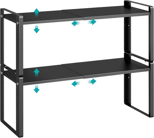 2 Pack Expandable Cabinet Organizer Shelves, 88lbs High Weight Capacity