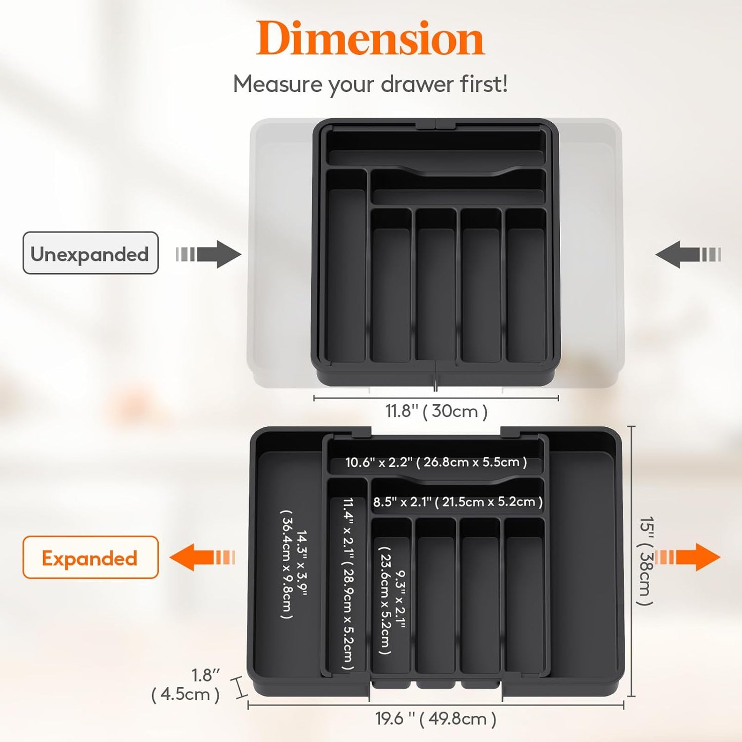 Utensil Organizer for Kitchen Drawer, Expandable Cooking Silverware Tray