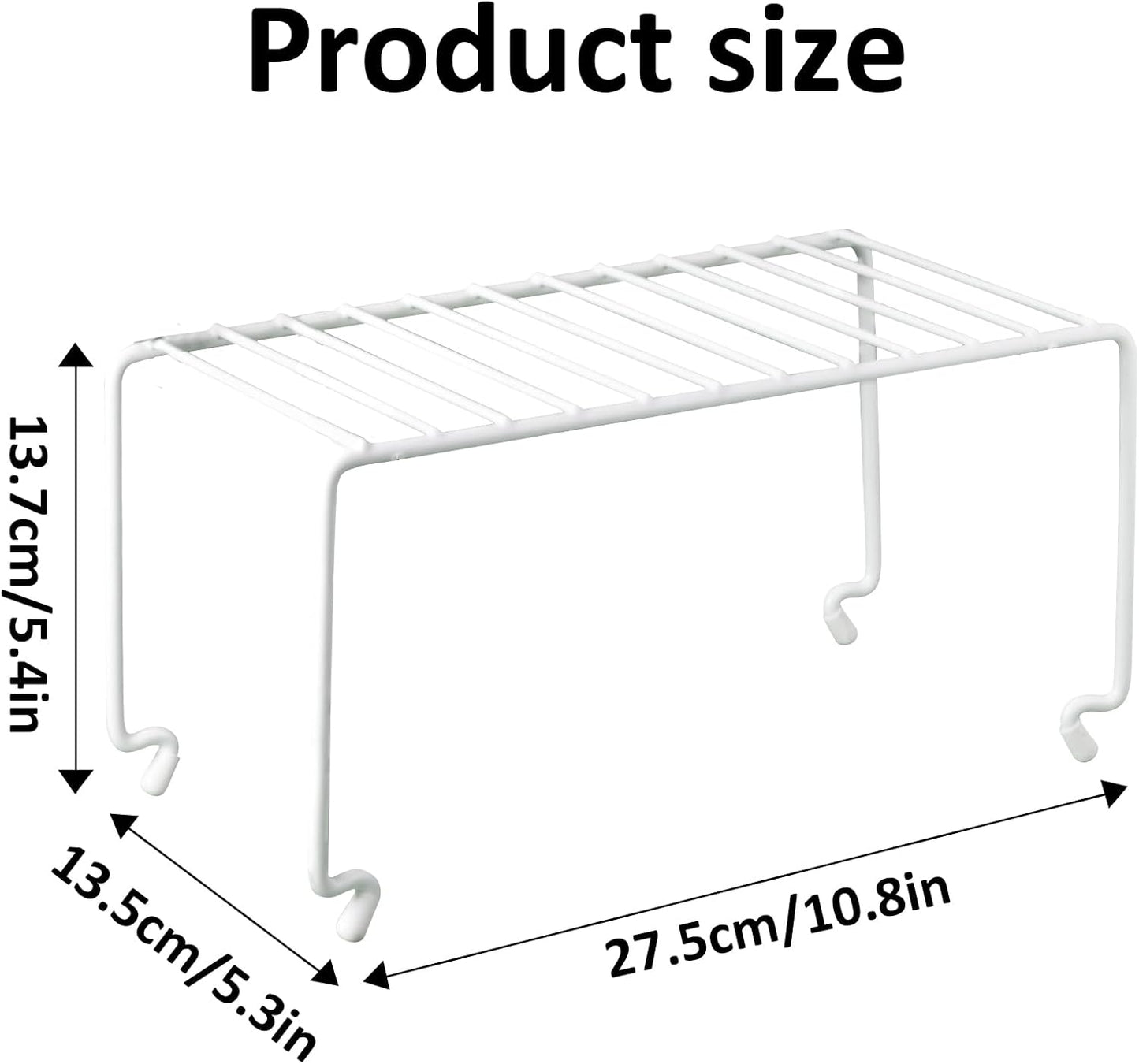 2-Pack Small (10.8x5.3inch) White Stackable Shelf Organizer Rack