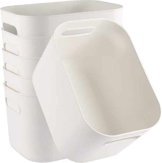 10 x 7 x 6 Inch 6 Pack Plastic Storage Bins with Handles, Pantry Organizer Bins