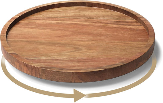 Lazy Susan Organizer for Kitchen,Acacia Wood Turntable for Cabinet, Pantry, Table, Countertop