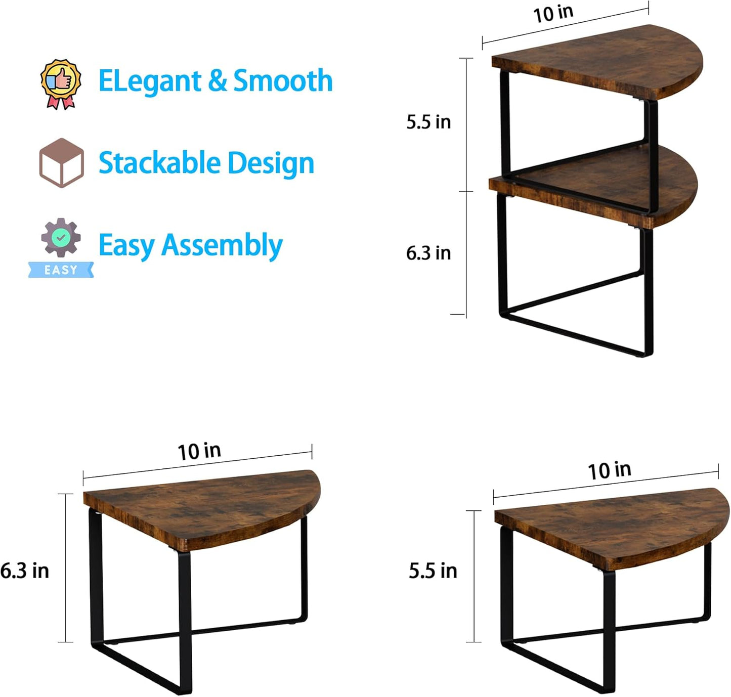 Corner Shelf Countertop Organizer - Set of 2 Corner Shelves for Kitchen Cabinet Organizer