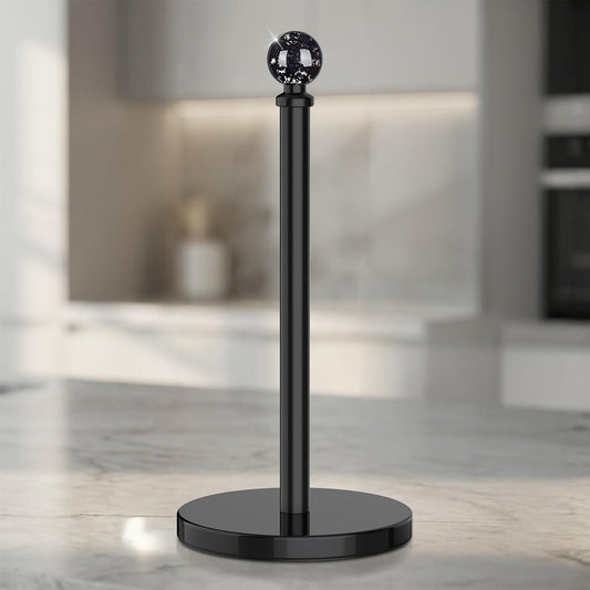 Black Paper Towel Holder Countertop, Unique Black Ball Decor,Brass Paper Towel Holder for Kitchen