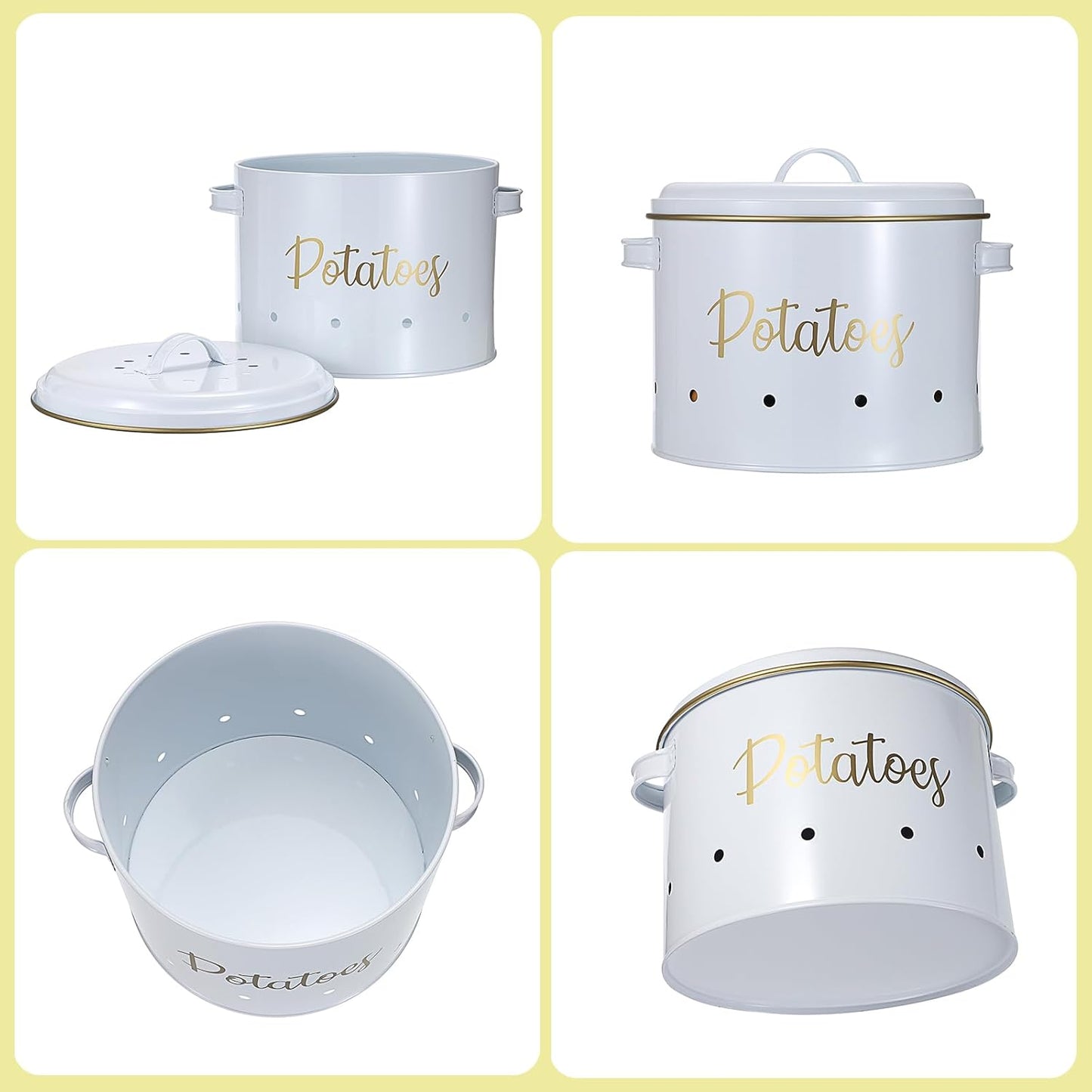 Set of 3 Potato Onion Garlic Storage Bins Vegetable Containers Food Containers for Kitchen Counter