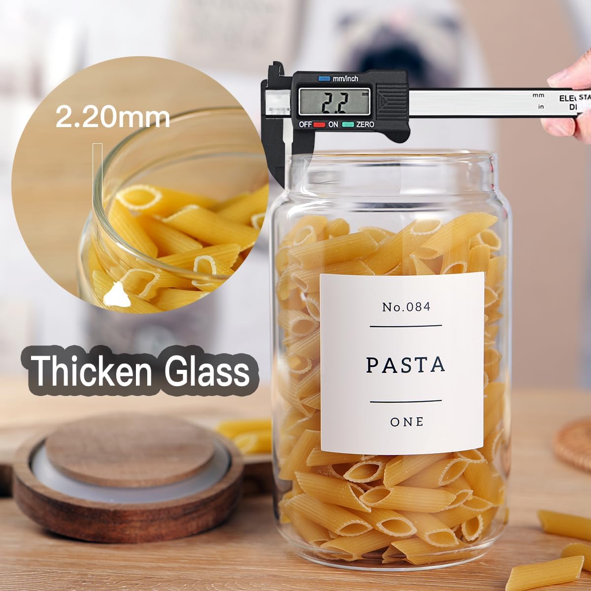 6 Set Glass Pantry Storage Jars with Acacia Airtight Lid